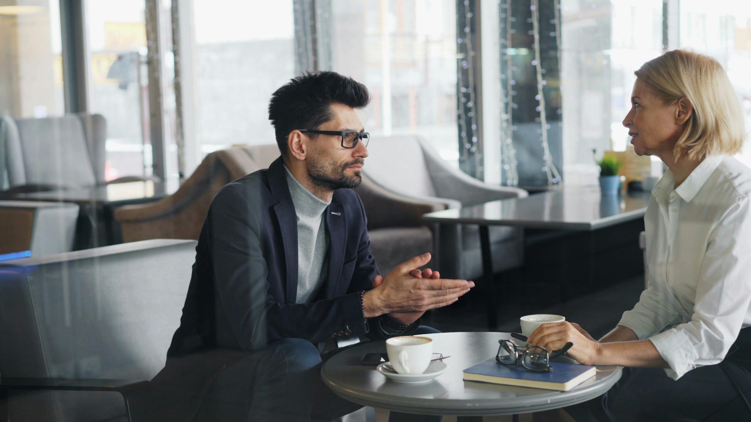 Two people having a conversation.